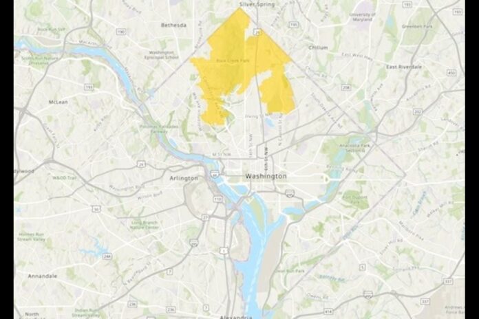 Map of the Northern boil-water advisory in Washington, D.C. (Washington, D.C. government)